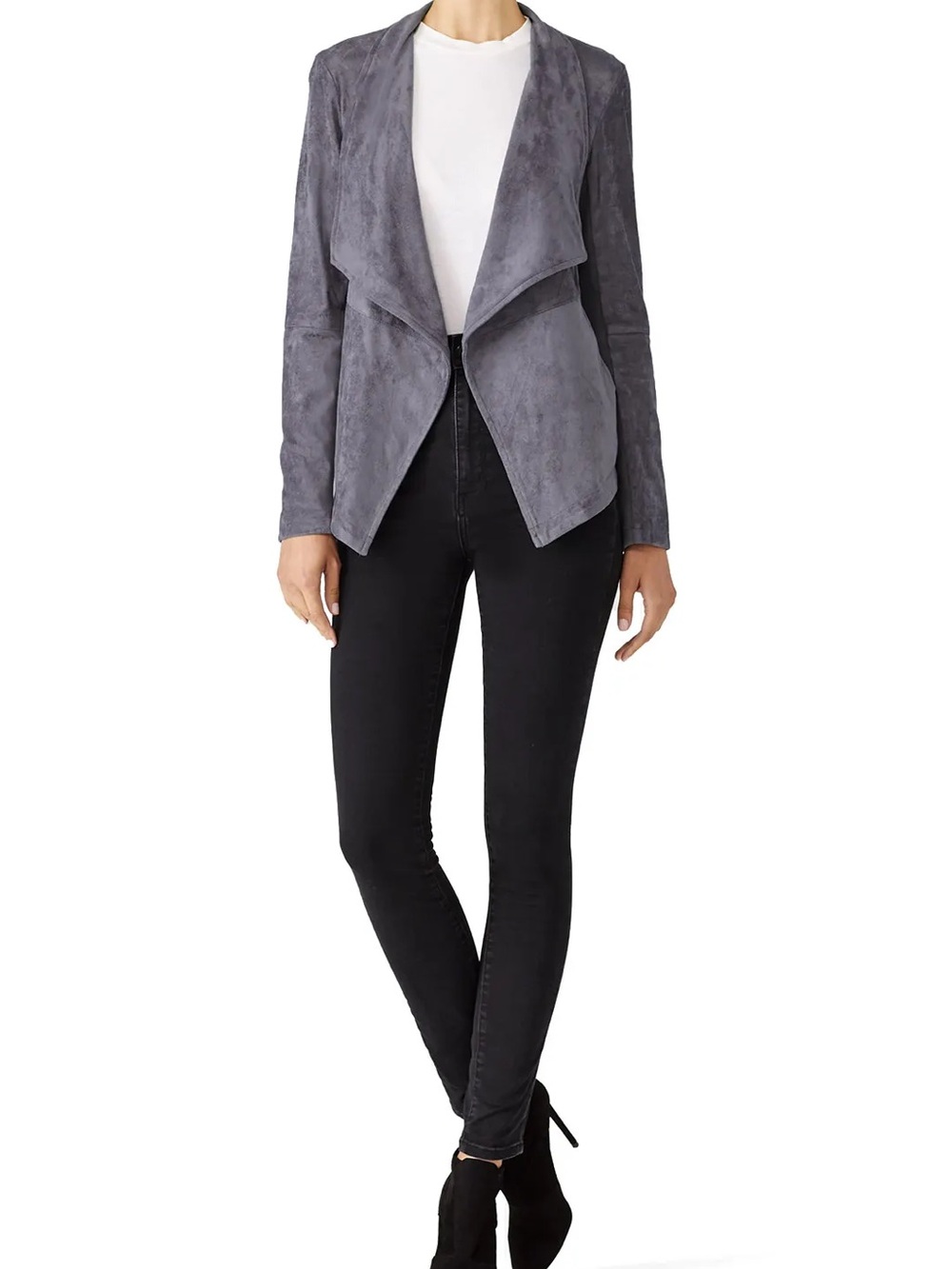 BB Dakota Grey Faux Suede Jacket with Pockets Medium
